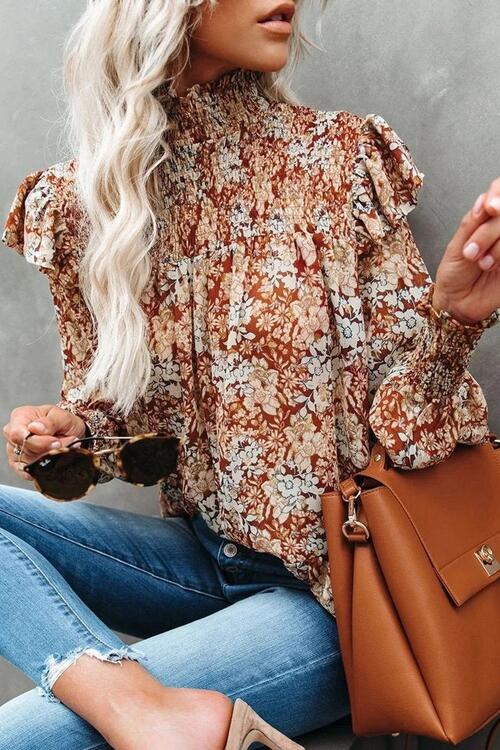 Stilla | Smocked Lantern Sleeve Ruffled Blouse