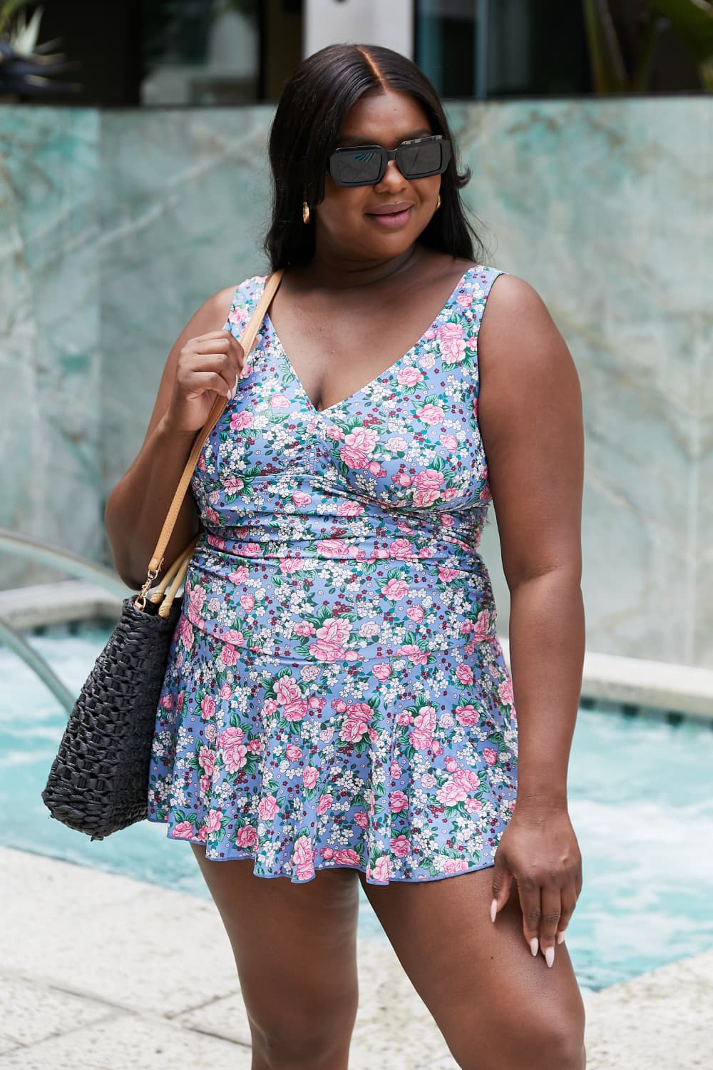 Stilla | West Swim Full Size Clear Waters Swim Dress I Rose Sky