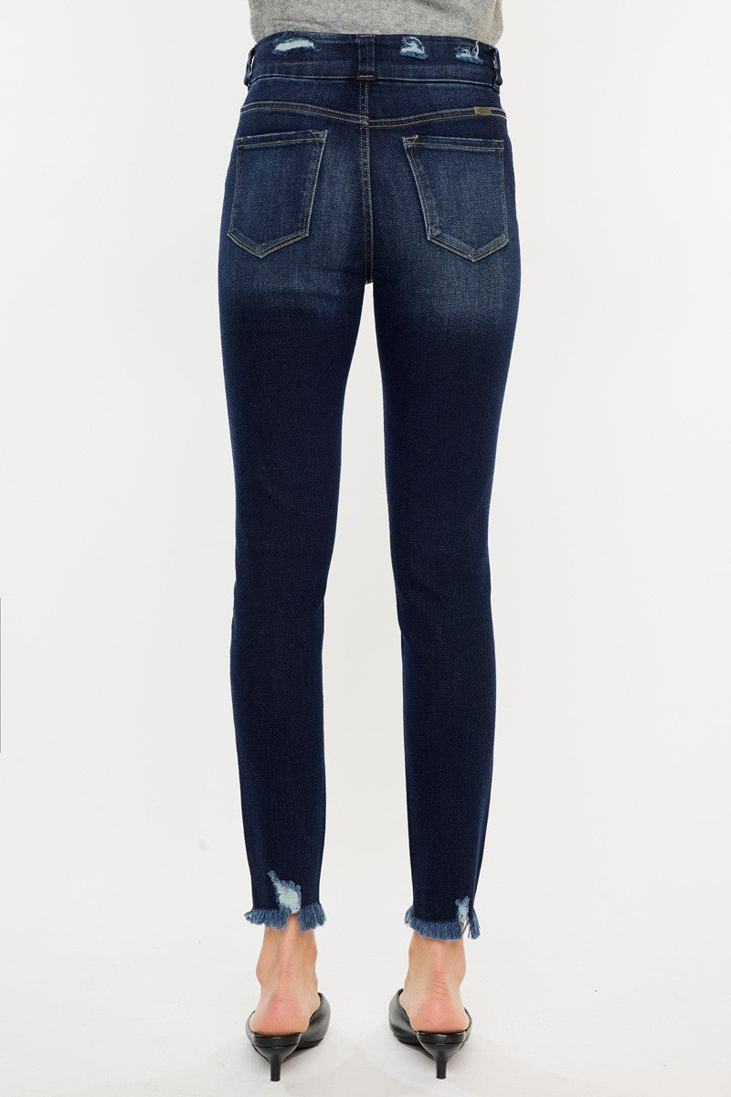 Stilla | Full Size Cat's Whiskers Raw Hem Høj Talje Jeans