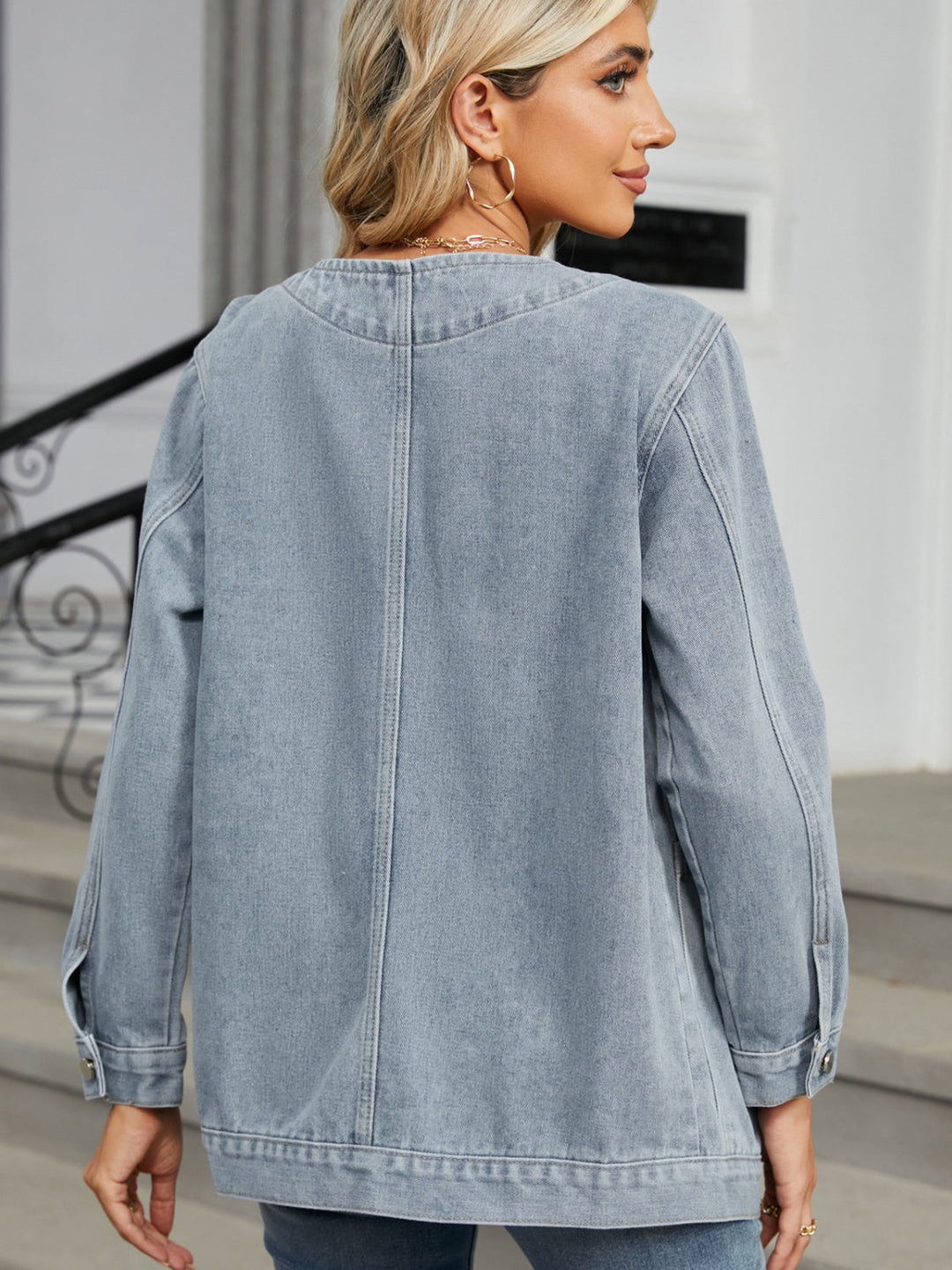 Stilla | V-Hals Knappet Denim Jakke