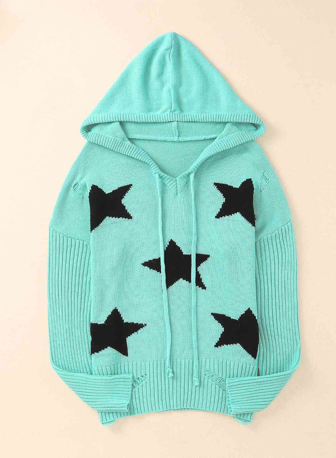 Stilla | Right Star Distressed Slit Hoodie Sweater