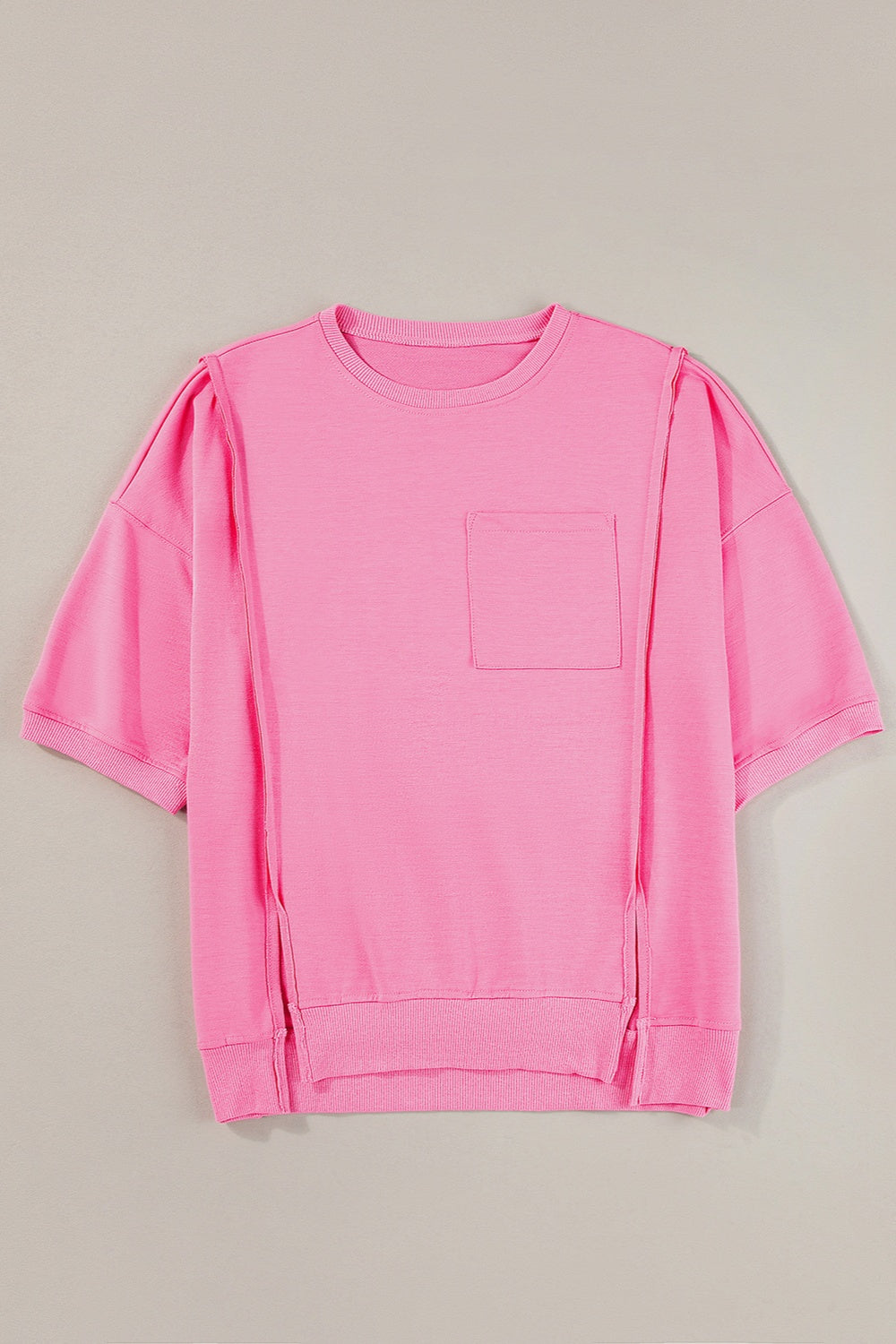Stilla | V Hals Halv Ærme Slids T-Shirt