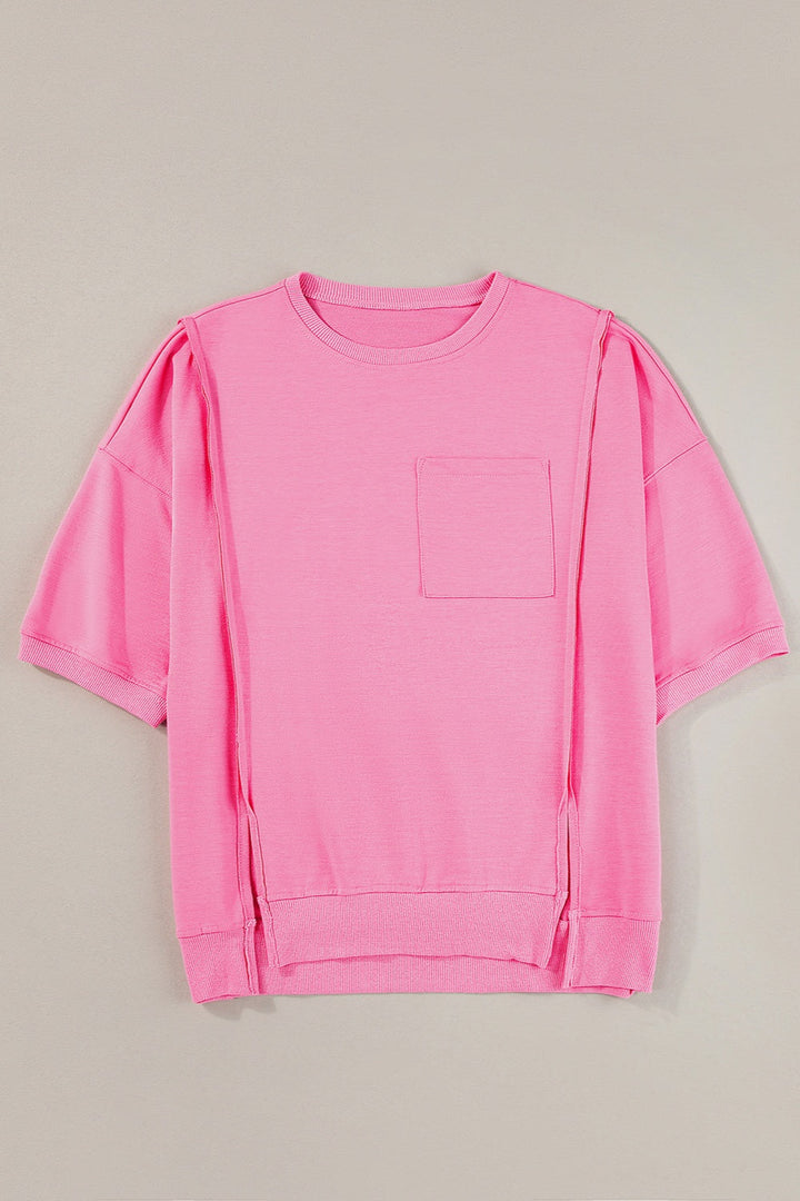 Stilla | V Hals Halv Ærme Slids T-Shirt