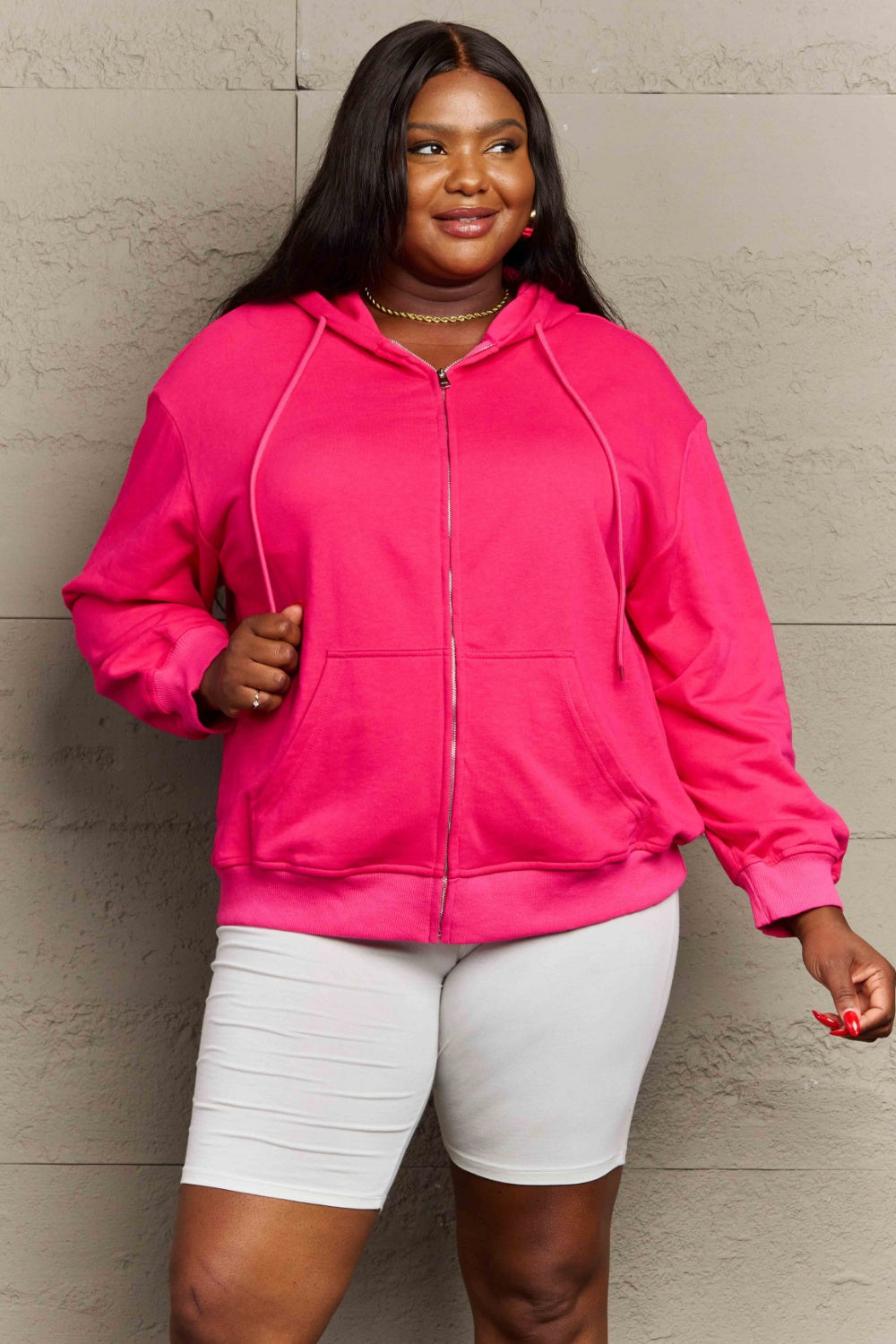 Stilla | Plus Size Zip Up Langærmet Hættetrøje