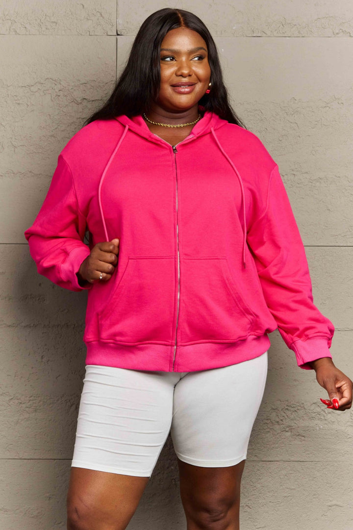 Stilla | Plus Size Zip Up Langærmet Hættetrøje