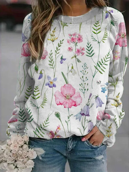 Stilla | Glad Sweater Med Blomstermønster