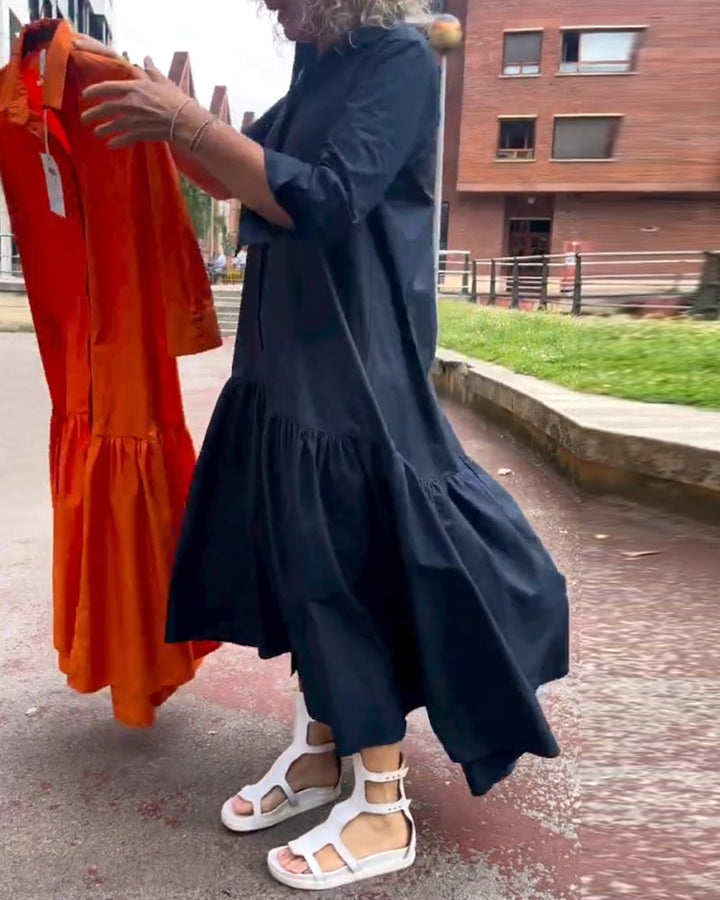 Stilla | Enfarvet Casual Langærmet Kjole