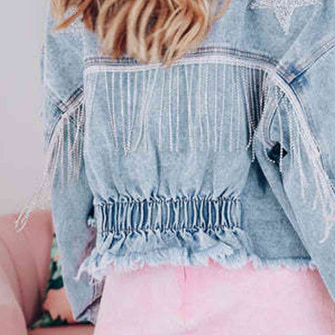 Stilla | Rå Kant Frynse Detalje Denimjakke