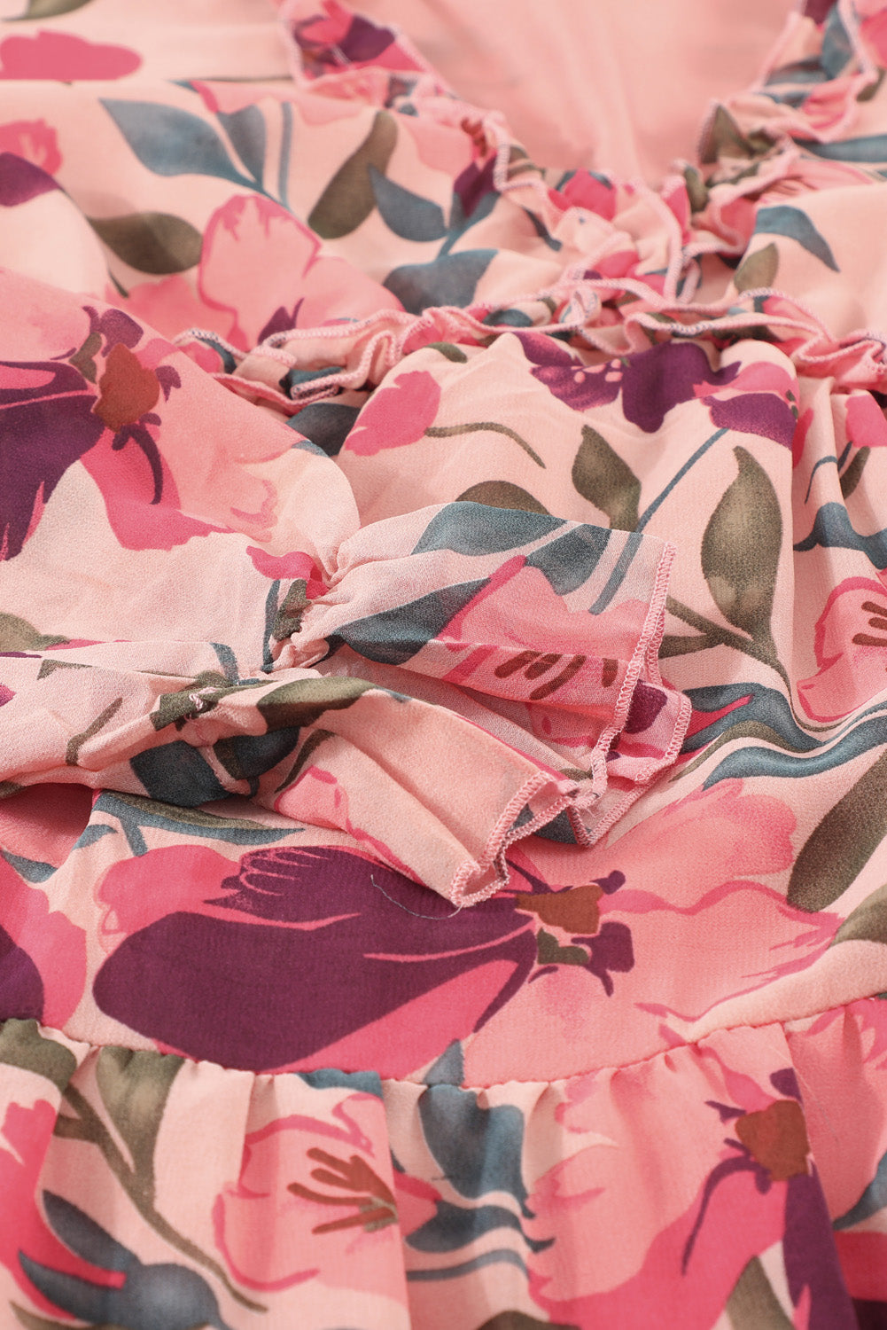 Stilla | Flæse Trim Flounce Ærme Plunge Maxi Kjole