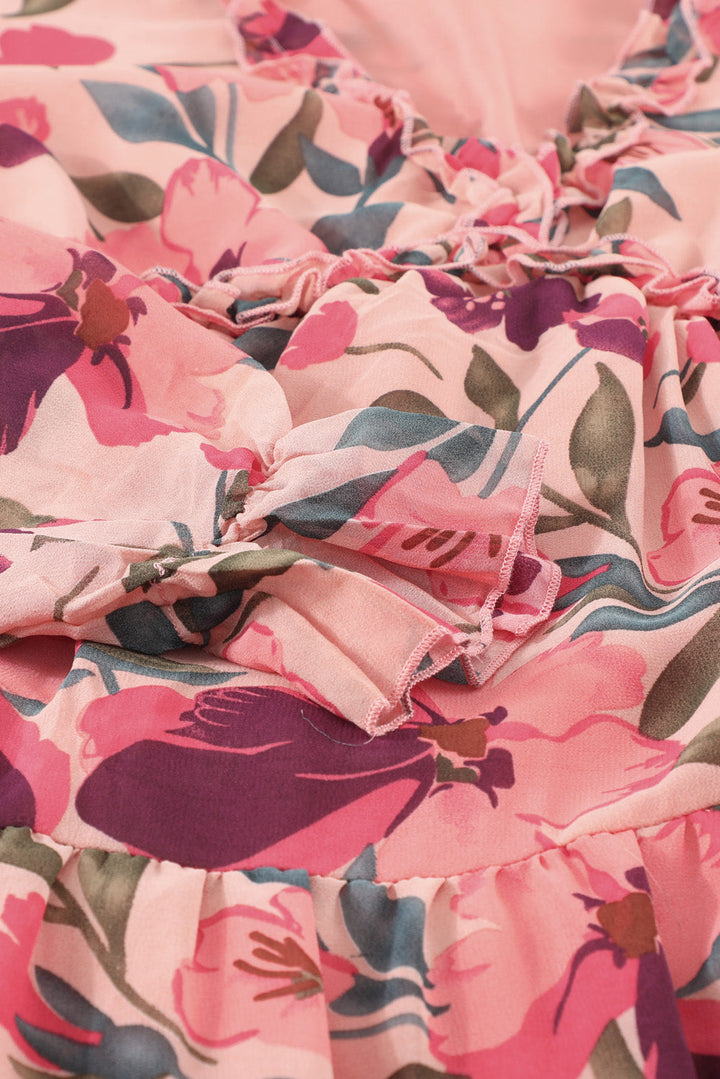 Stilla | Flæse Trim Flounce Ærme Plunge Maxi Kjole