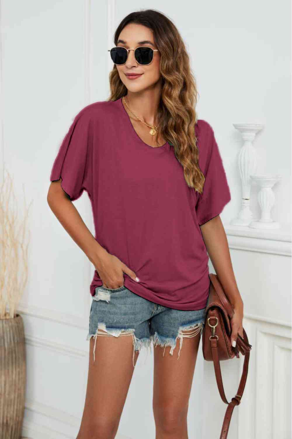 Stilla | Hals Side Rynket T-shirt