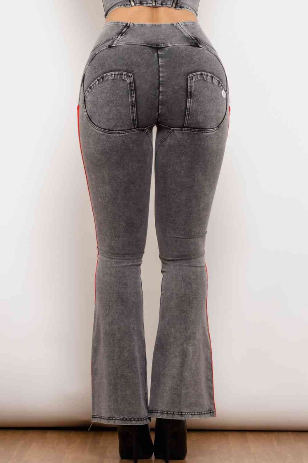 Stilla | Stribet Høj Talje Lynlås Lukning Jeans