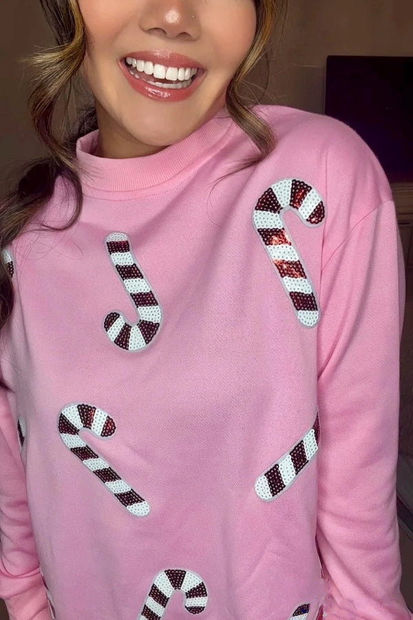 Stilla | Jule-pailletter-afslappet rundhals langærmet sweatshirt