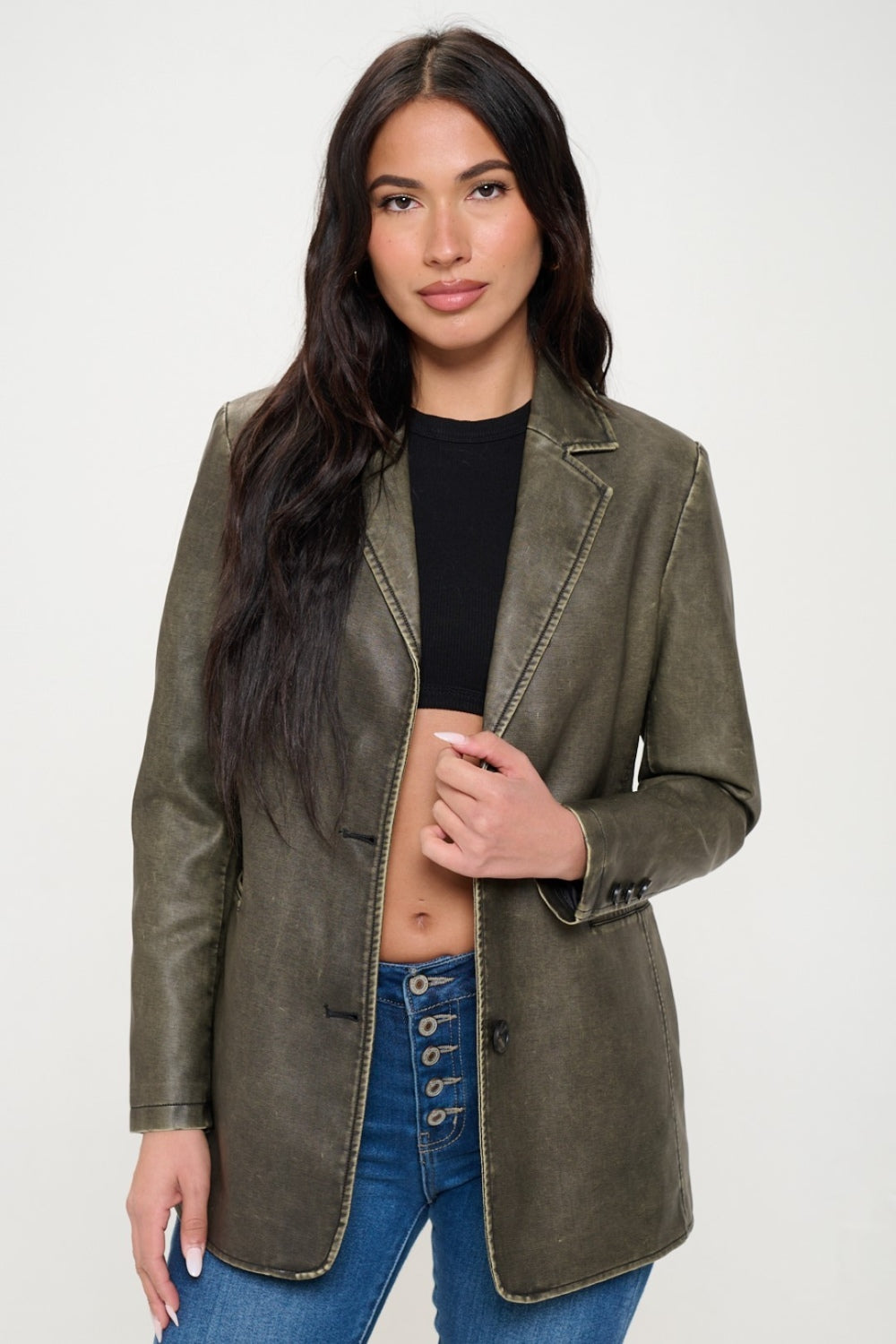 Stilla | LA Enkeltknappet Vegansk Læder Blazer
