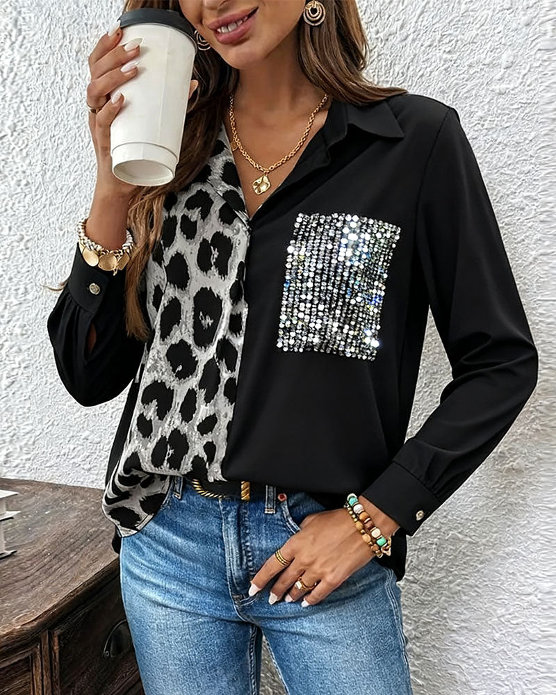 Stilla | Leopardmønster Kontrast Strass