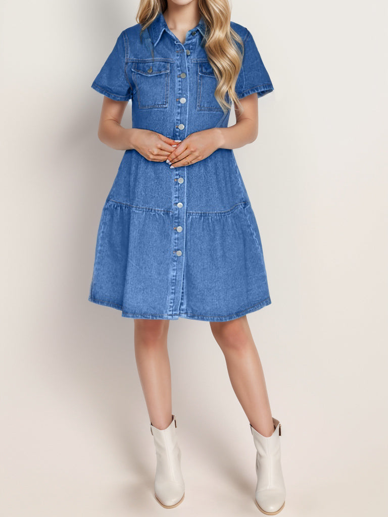 Stilla | Up Kortærmet Denim Kjole
