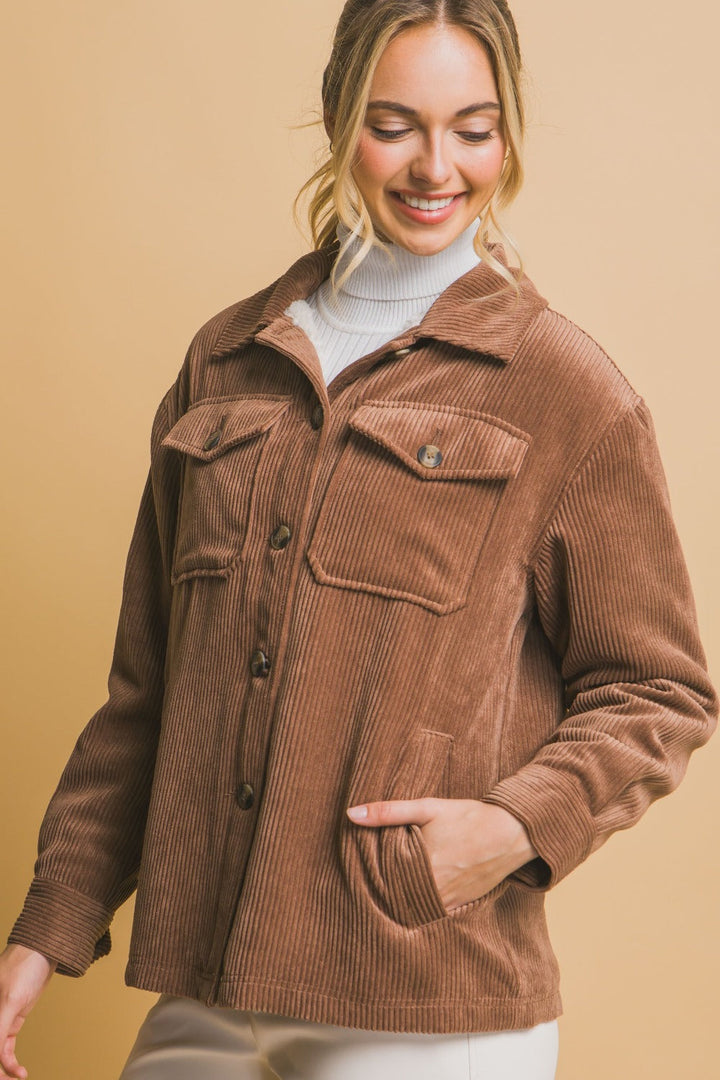 Stilla | Vest i Stribet Samt Love Tree med Knapper og Sherpa Foring