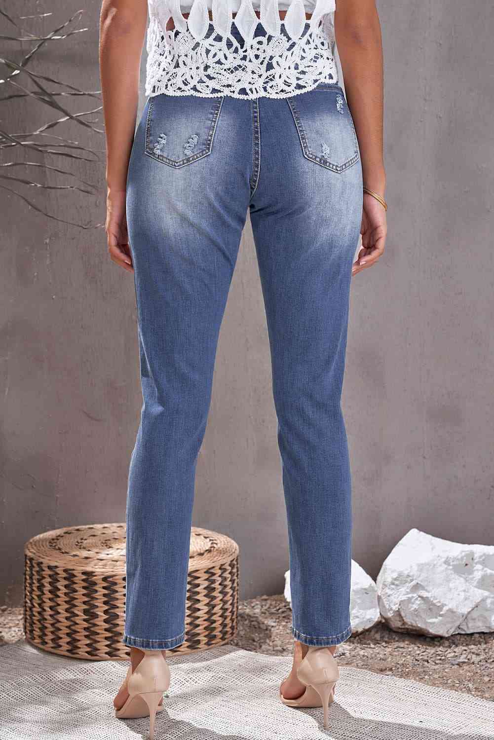 Stilla | Leopard Patch Ankel-lange Jeans