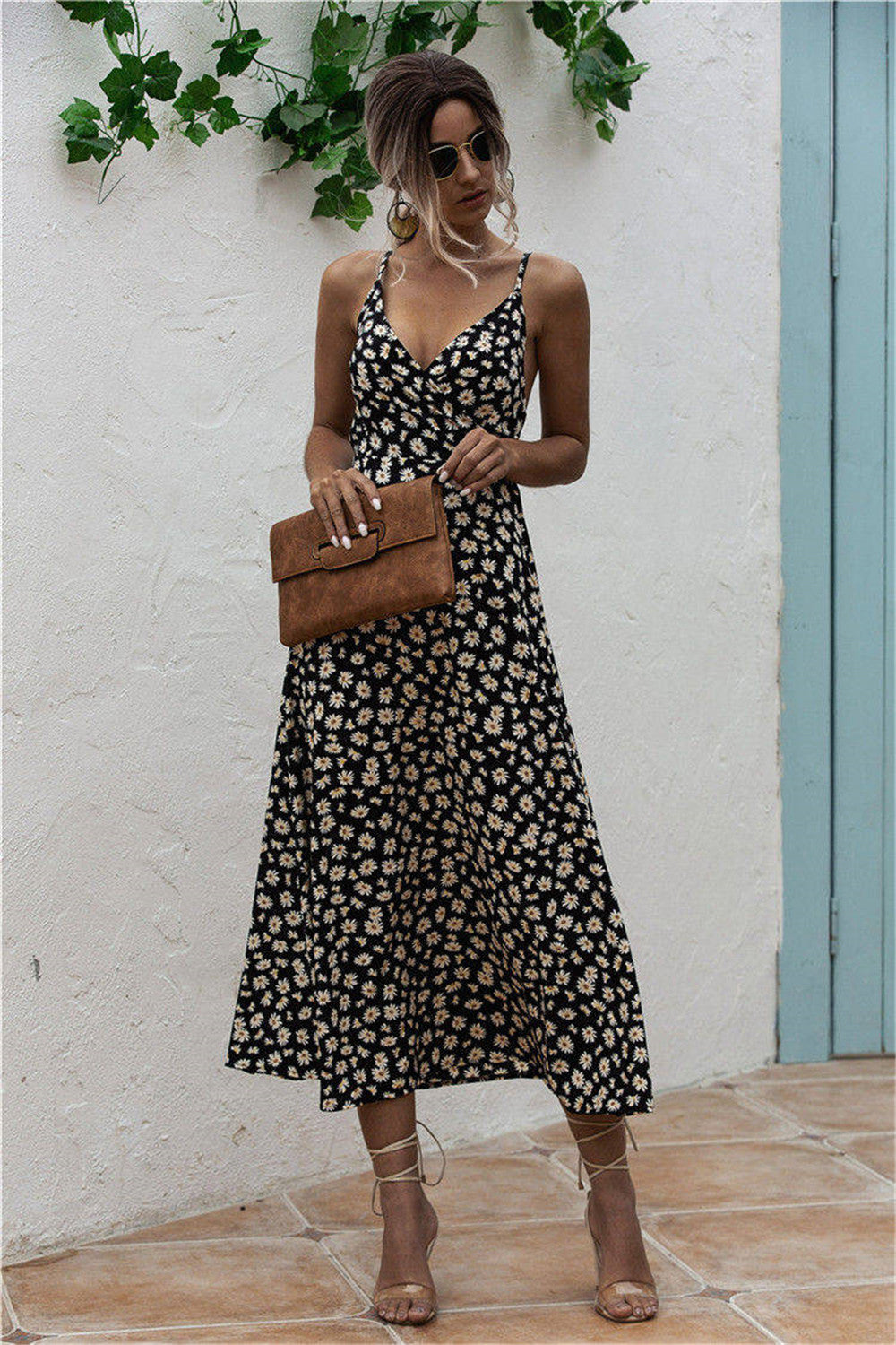 Stilla | Print Surplice Midi Cami Kjole