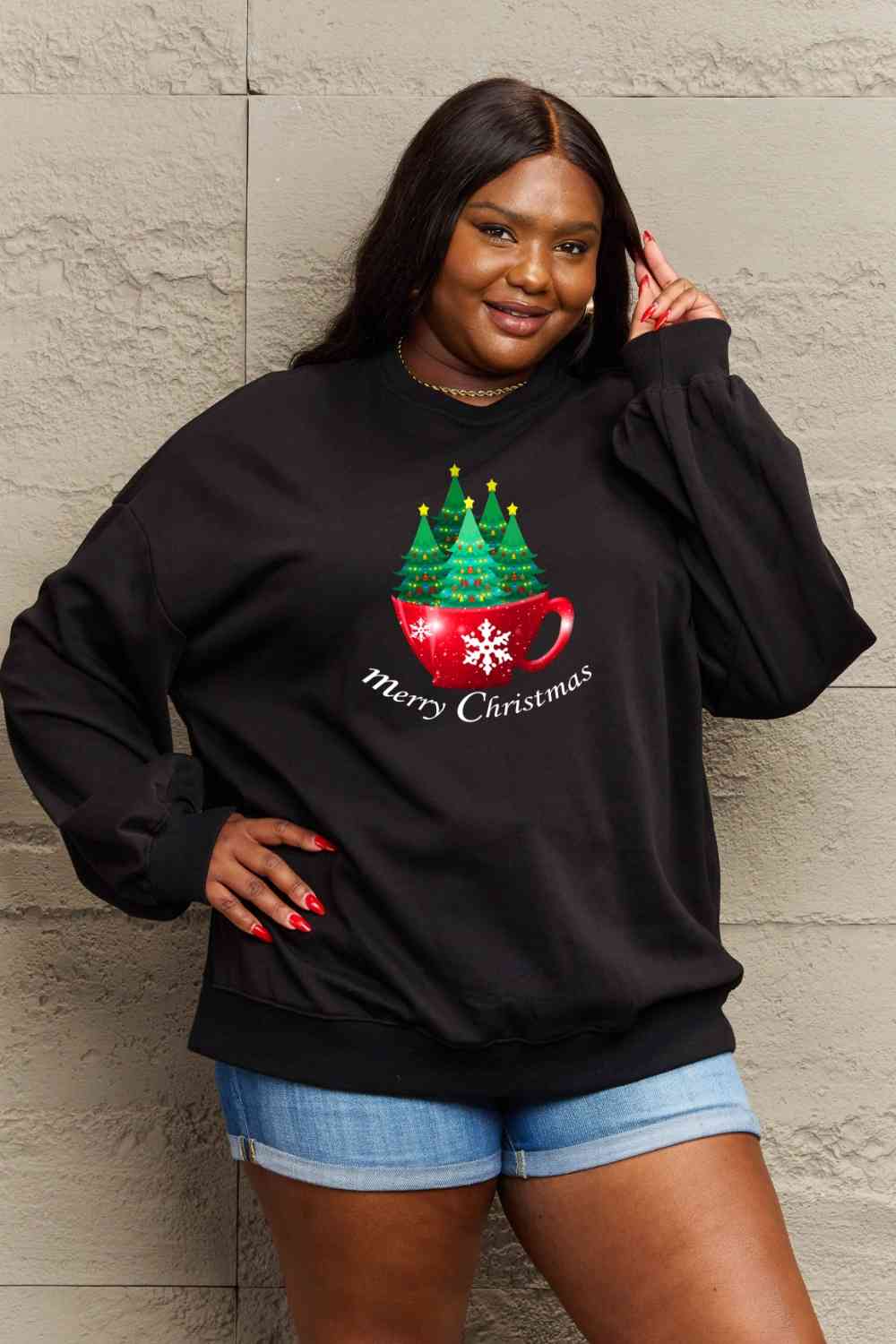 Stilla | Love Full Size Glædelig Jul Grafisk Sweatshirt