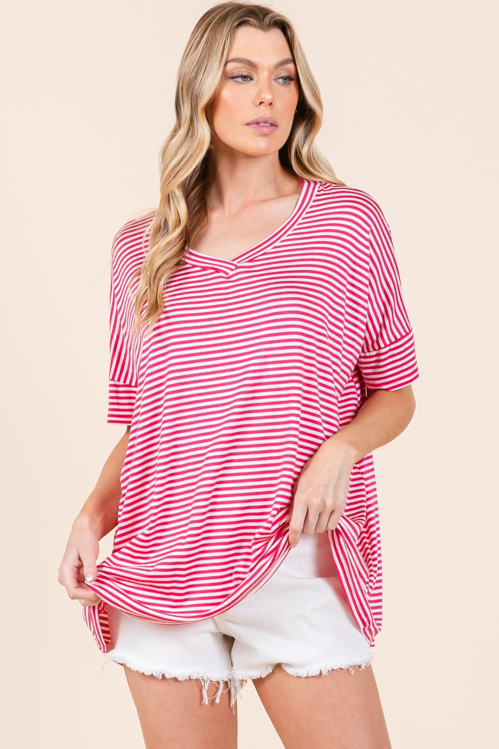 Stilla | Stribet V-Hals T-Shirt