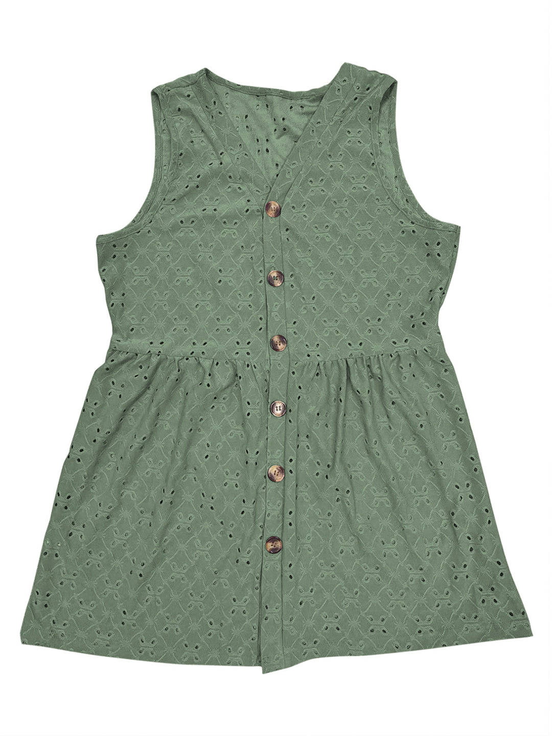 Stilla | Plus Size Eyelet Knap Op V-Hals Tank
