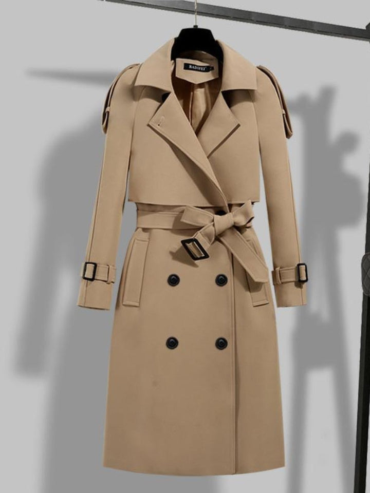 Stilla | Elegant lang trenchcoat - Dobbelt foret & med bælte
