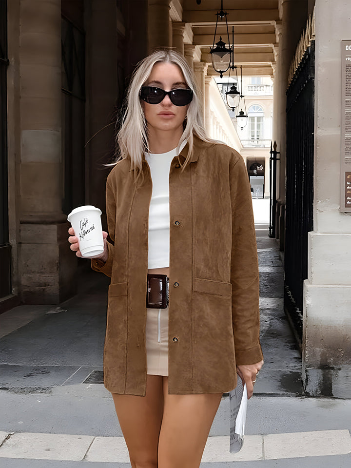 Stilla | Dame Oversized Trendy Syntetisk Læder Stil Jakke