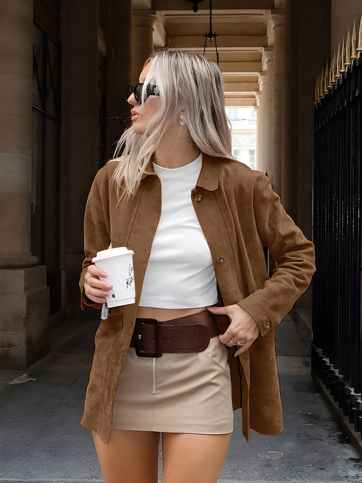Stilla | Dame Oversized Trendy Syntetisk Læder Stil Jakke