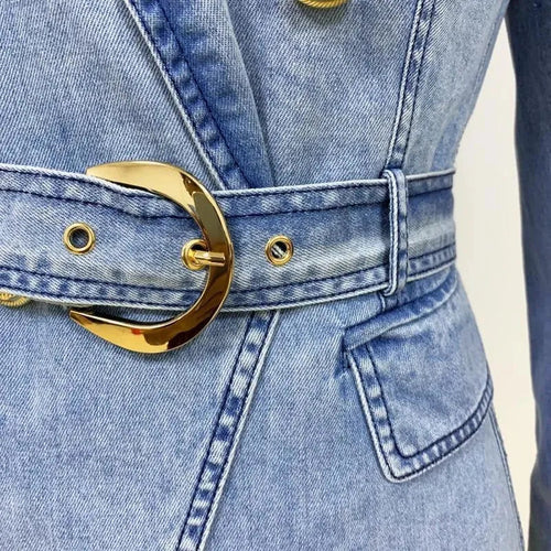Stilla | Taljeret Denim-Blazer Dame - Casual - Ensfarvet