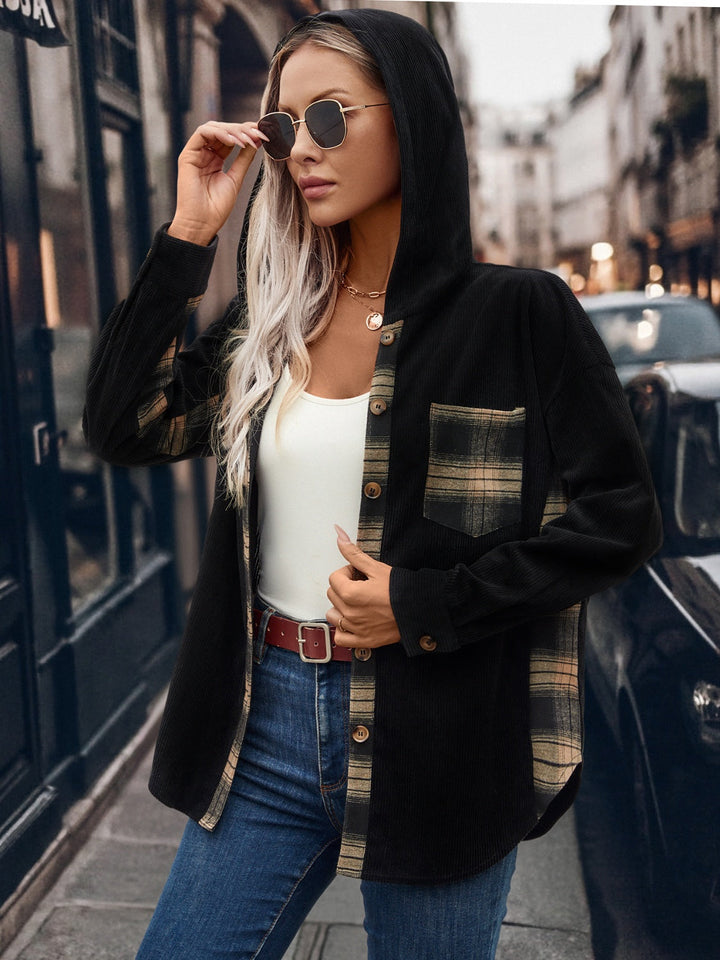 Stilla | Plaid Button Down Hooded Shacket