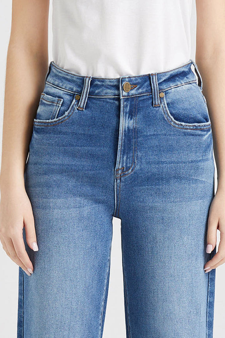 Stilla | Full Size Høj Talje Kattev Whisker Bred Skinds Jeans