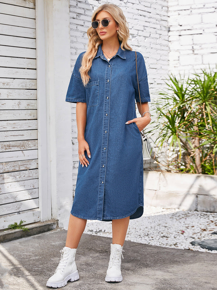 Stilla | Nedre Halværmet Denim Kjole
