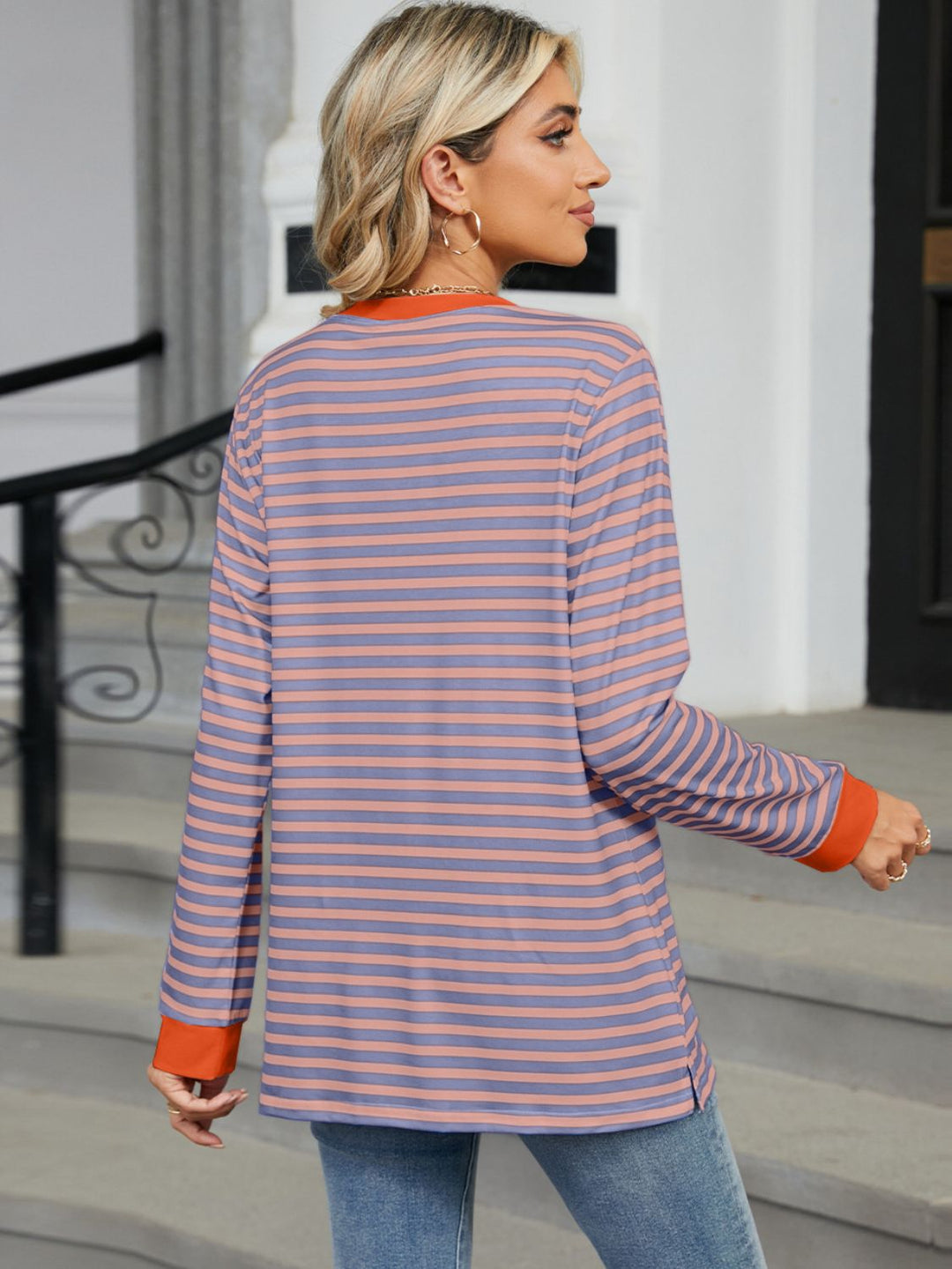 Stilla | Stribet Rund Hals Langærmet T-shirt