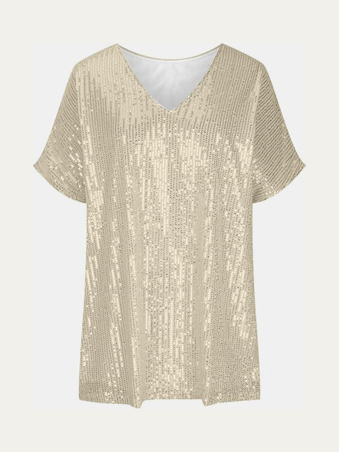 Stilla | Plus Size Paillet V-Hals Kortærmet Top