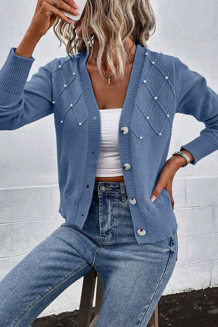 Stilla | Trim Knap-Up Cardigan