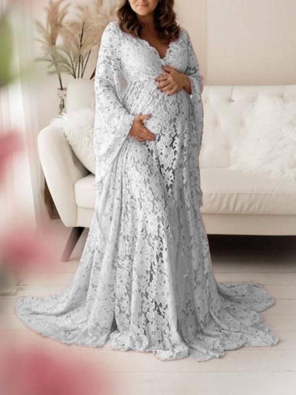 Stilla | Maxi Kjole Blonde Split Gennemsigtig Elegante Kjole Til Graviditetsfotografi