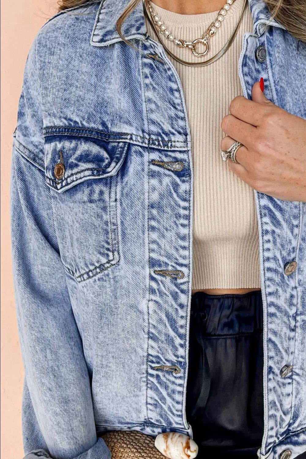 Stilla | Knap Op Dropped Shoulder Denim Jakke
