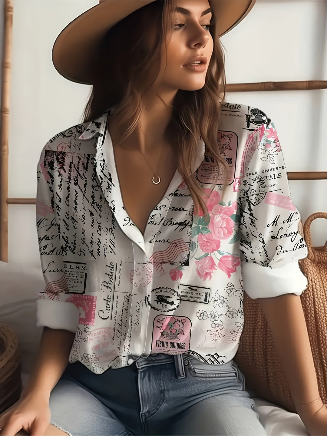 Stilla | Damebluse Med Lange Ærmer Med Print