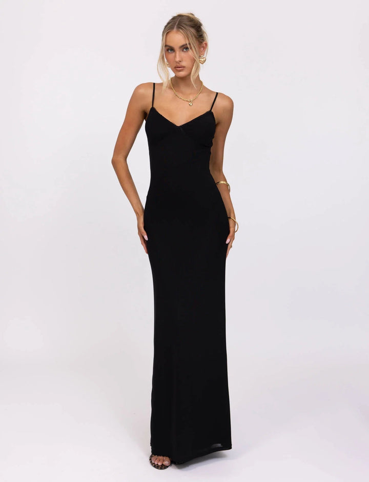 Stilla | Graceful Spaghetti Straps V-hals Maxi Kjole Kvinders