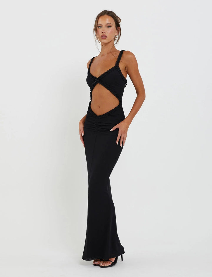 Stilla | Front Cutout Ruffle Detail Maxikjole