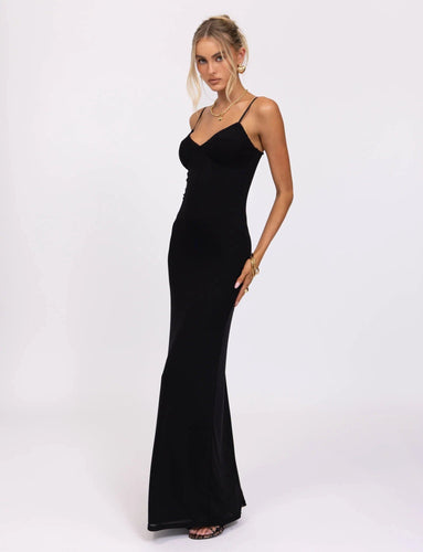 Stilla | Graceful Spaghetti Straps V-hals Maxi Kjole Kvinders