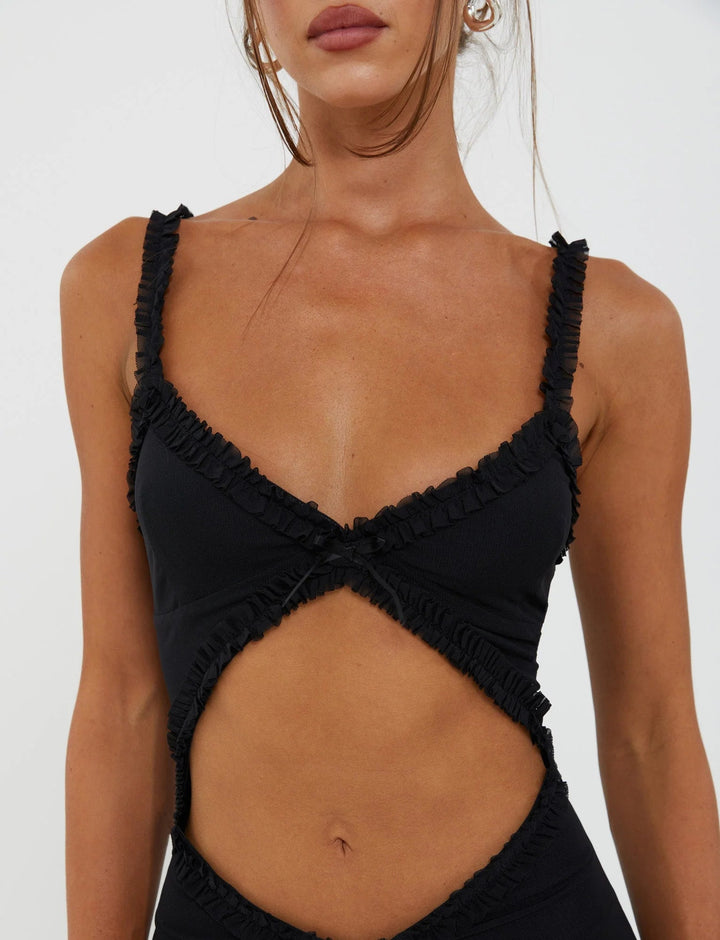 Stilla | Front Cutout Ruffle Detail Maxikjole