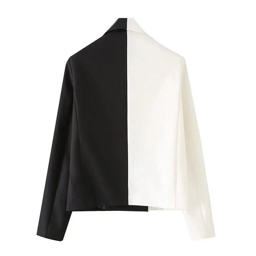 Stilla | Sort-Hvid Cropped Blazer Damer - Casual - Patchwork