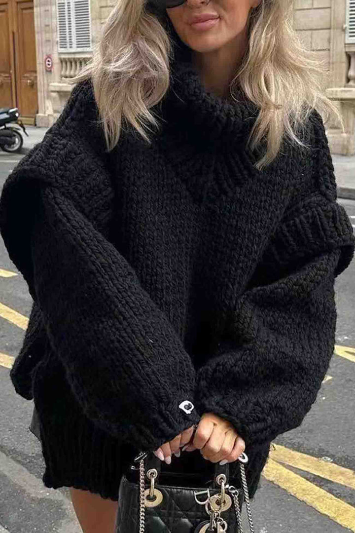 Stilla | Ensfarvet Pullover Med Lange Ærmer Og Pseudokrave