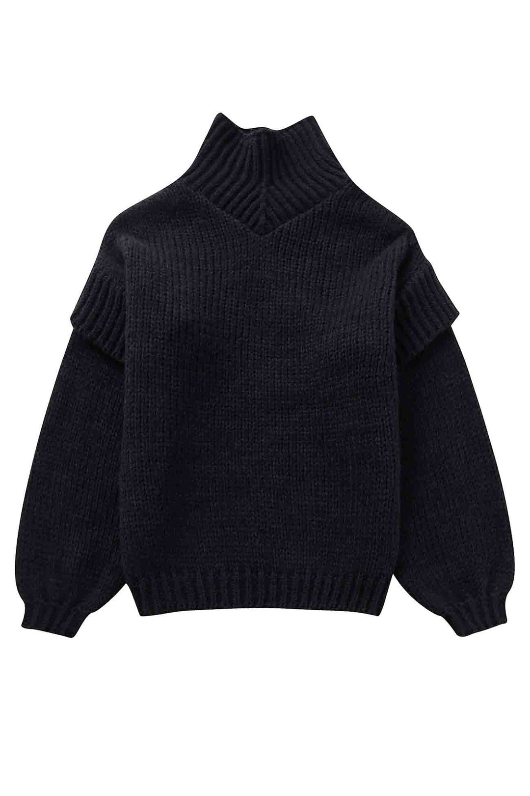 Stilla | Ensfarvet Pullover Med Lange Ærmer Og Pseudokrave