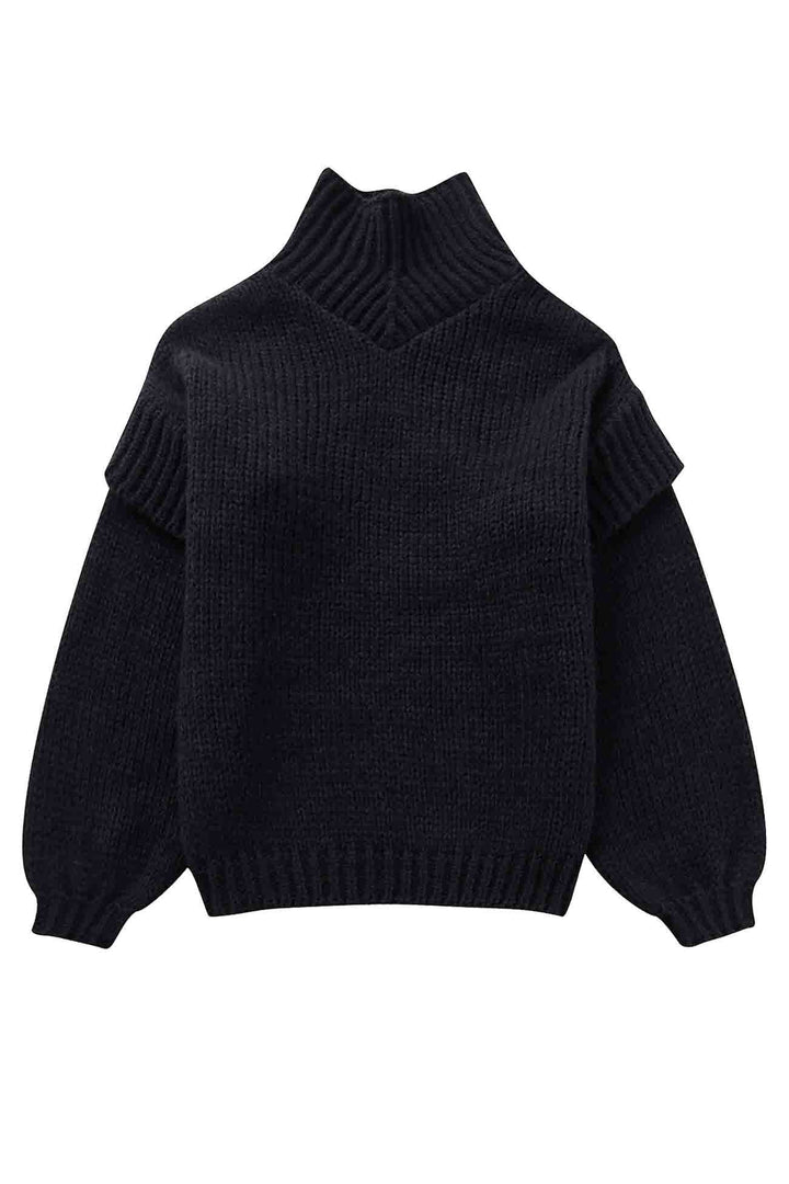 Stilla | Ensfarvet Pullover Med Lange Ærmer Og Pseudokrave
