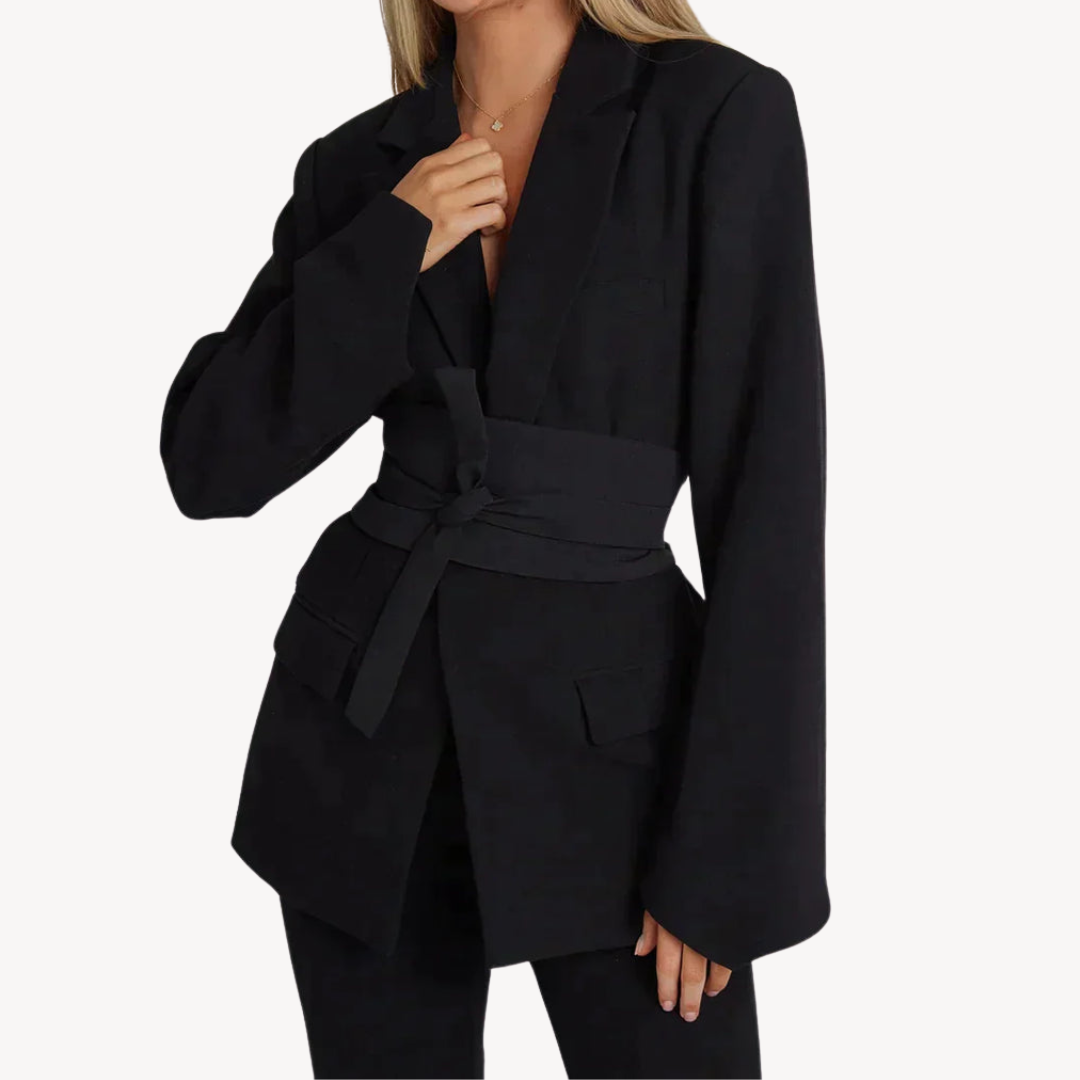 Stilla | Damernes bælte-blazer – Elegant jakkesæt jakke