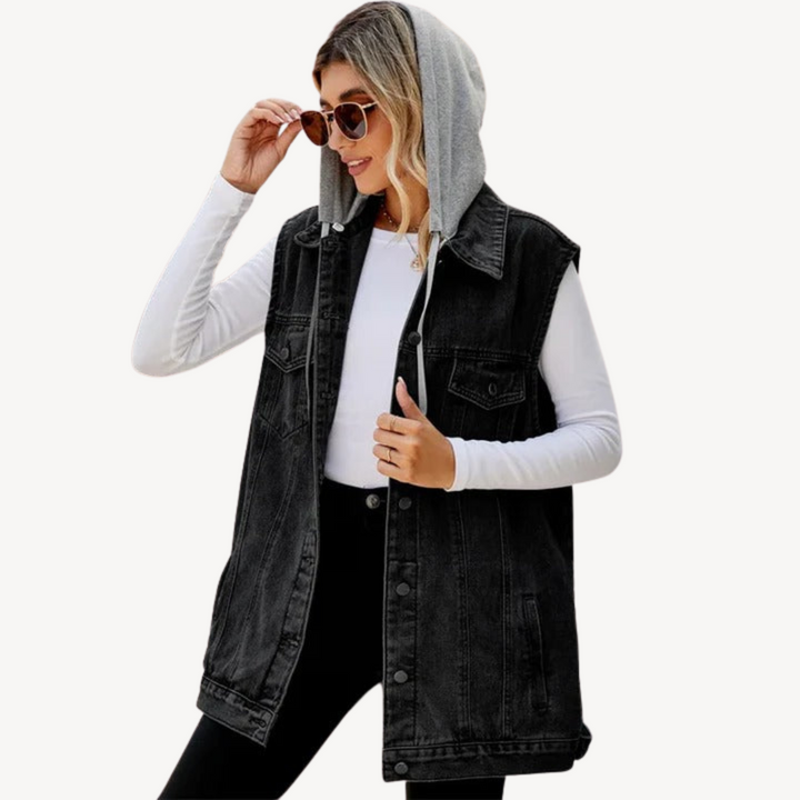 Stilla | Denim Hoodie Vest til kvinder