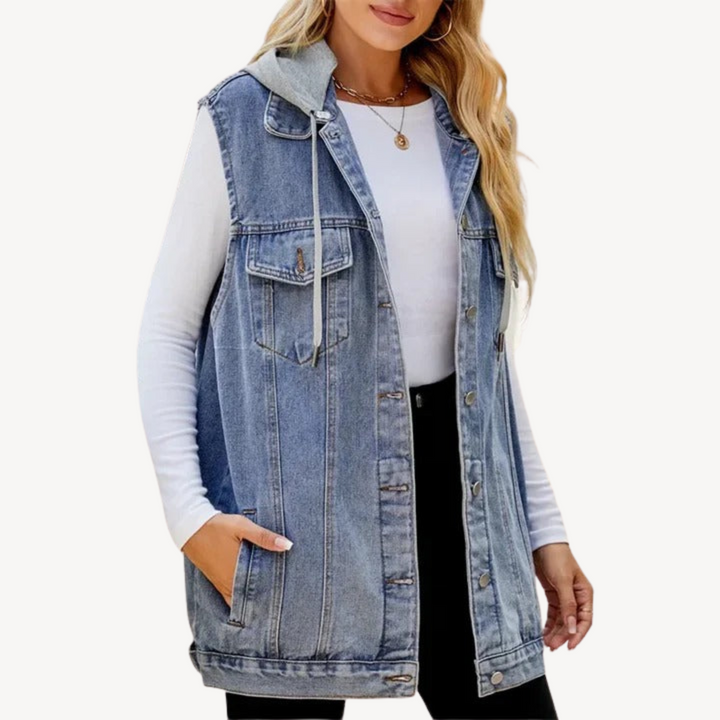 Stilla | Denim Hoodie Vest til kvinder